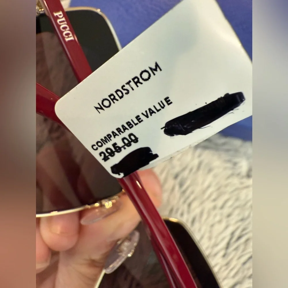 🕶️ EMILIO PUCCI WOMEN RED SUNGLASSES METAL SQUARE GRADIENT EYEGLASSES🕶️ - Picture 4 of 11